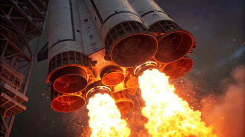 Rocket launch liftoff demonstrating propellant pressurization systems